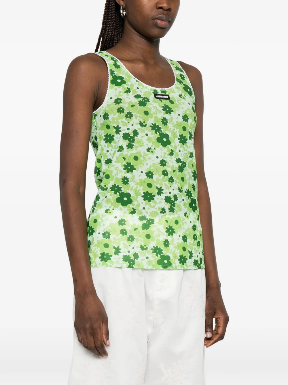 Miu Top met bloemenprint Groen