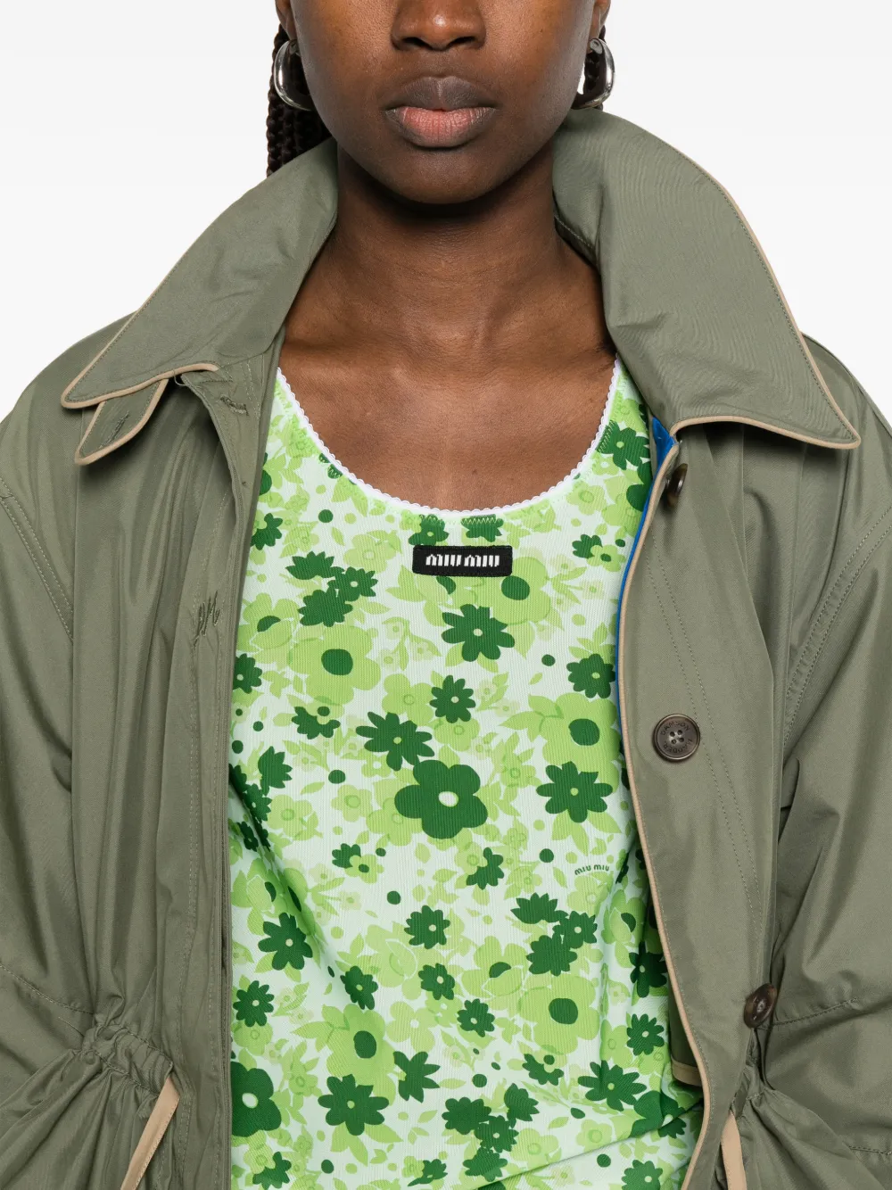 Miu Top met bloemenprint Groen