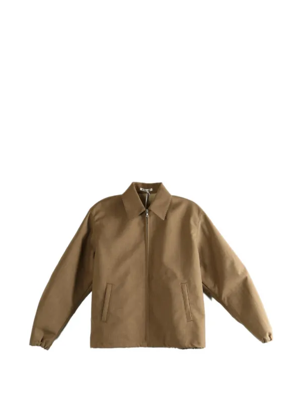 Auralee Zip Collar Jacket in Brown