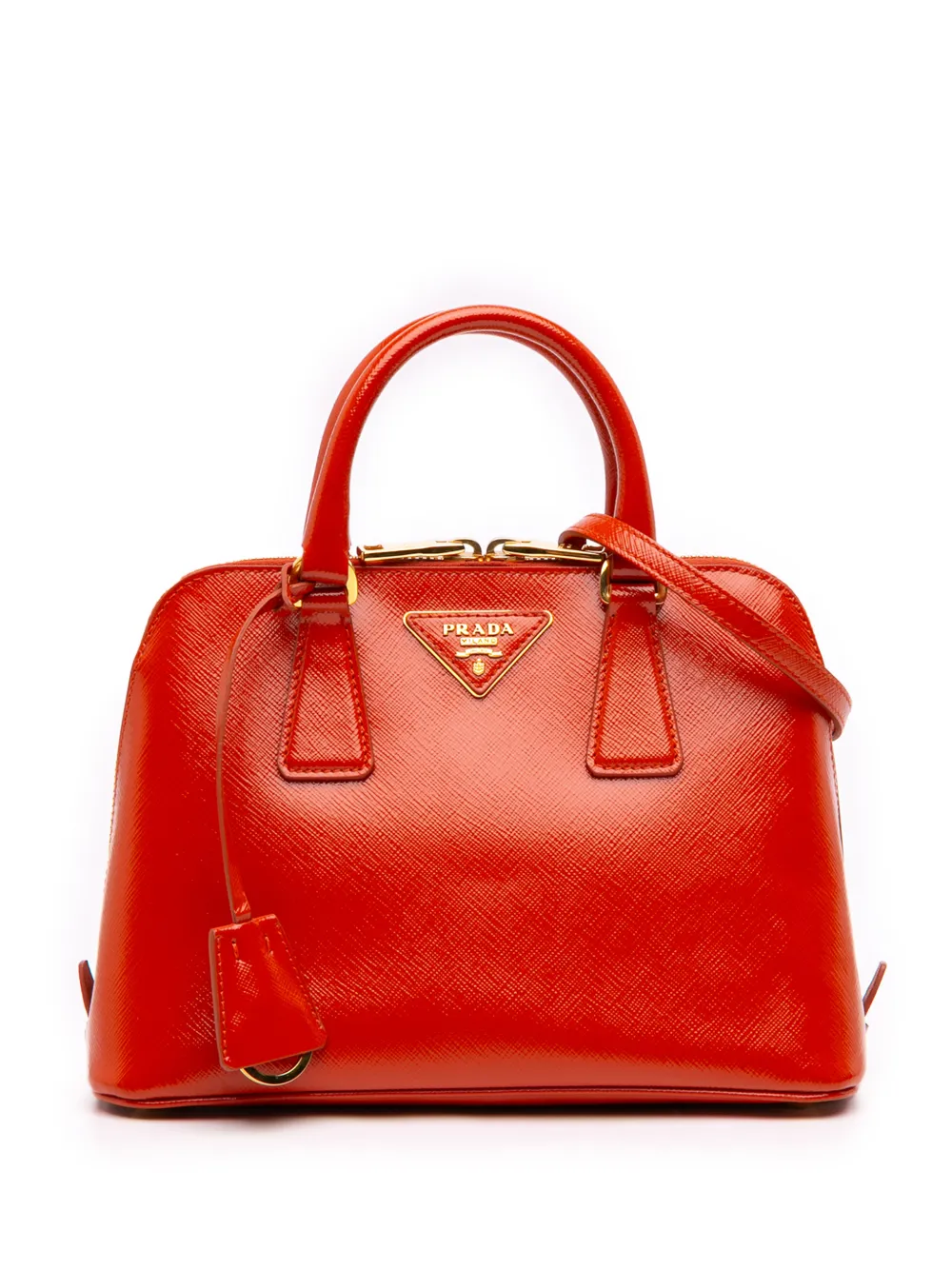 Prada Pre-Owned 2013-2026 Small Saffiano Vernice Promenade satchel - Arancione