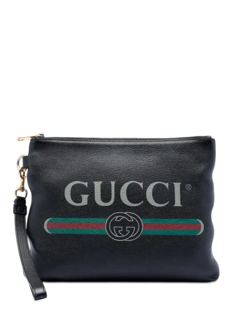 Gucci Pre-Owned 2016-2026 Leather Logo clutch bag