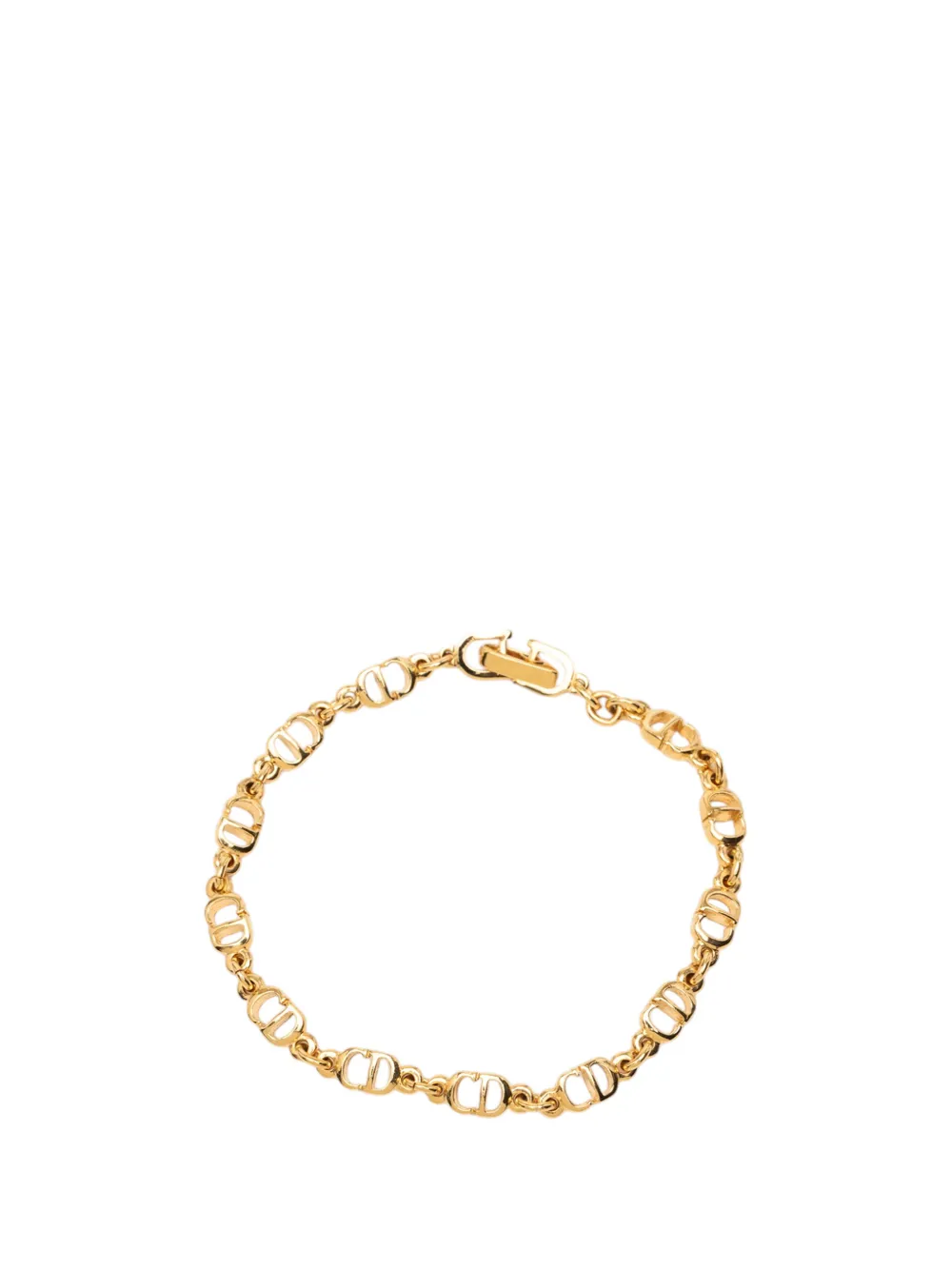 Pre-owned Dior 20th Century Gold Plated Cd Logo Bracelet Costume Bracelet