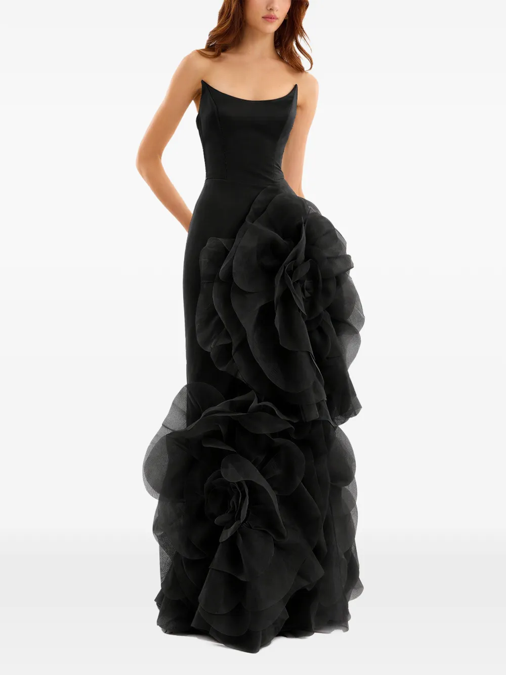 Gemy Maalouf sculpted floral-appliqué dress - Nero