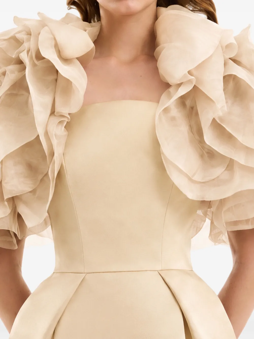 Gemy Maalouf Jurk met ruches Beige