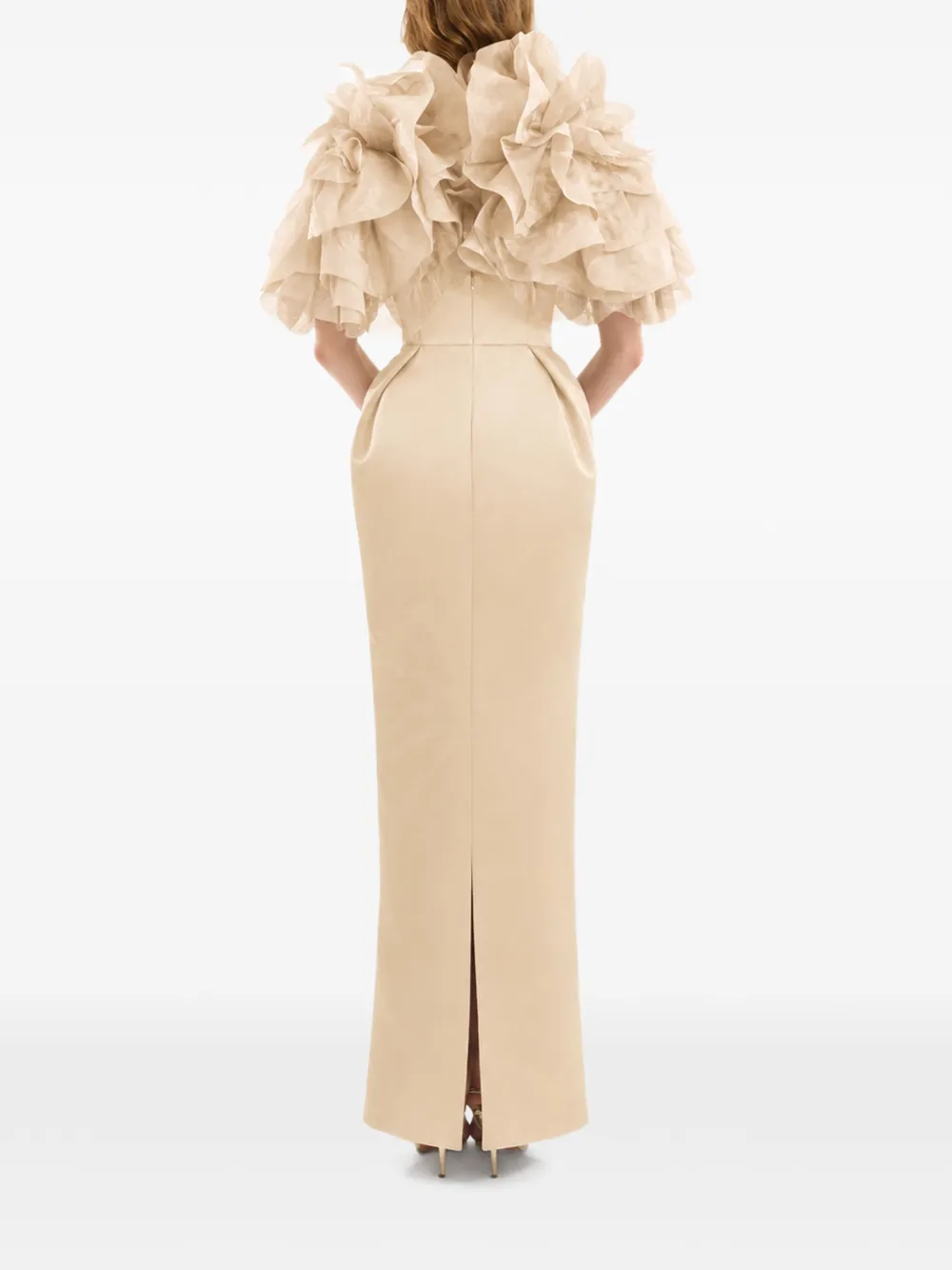 Gemy Maalouf Jurk met ruches Beige