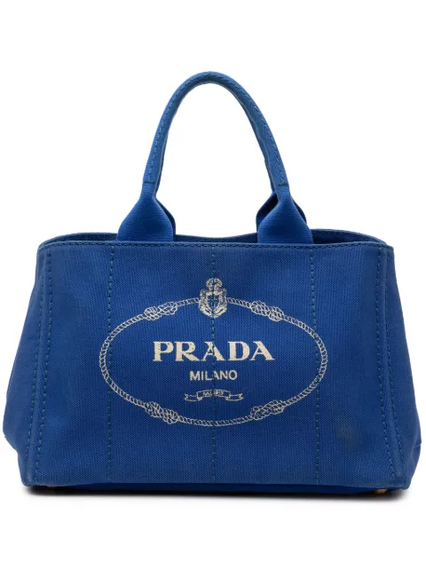 Prada Pre-Owned bolsa satchel de lona Canapa y logo 2013-2025