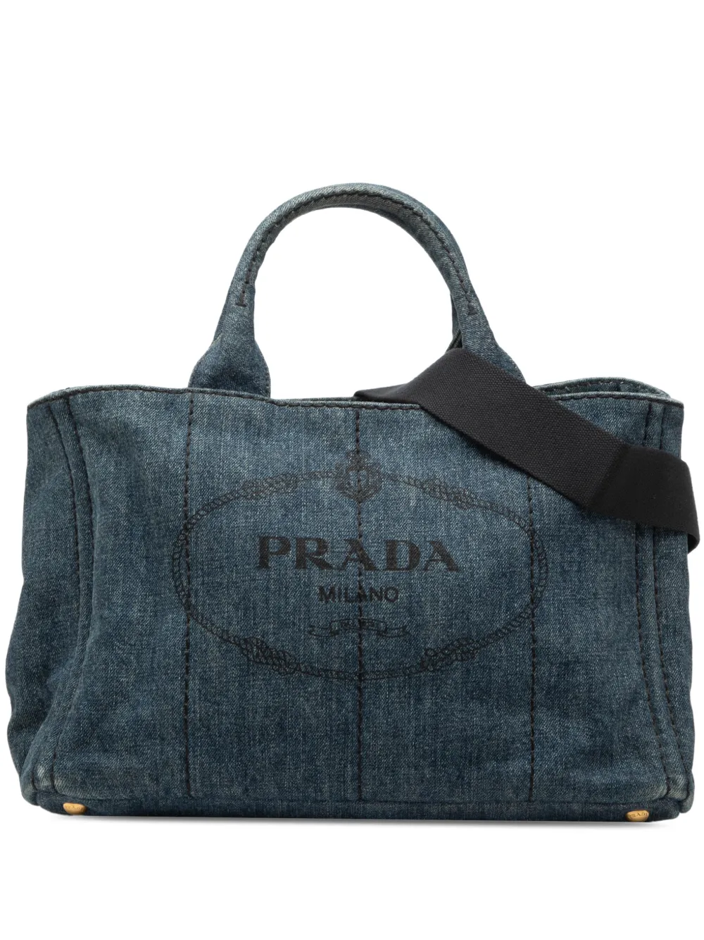 Prada Pre-Owned 2013-2026 Denim Canapa Logo satchel - Blu