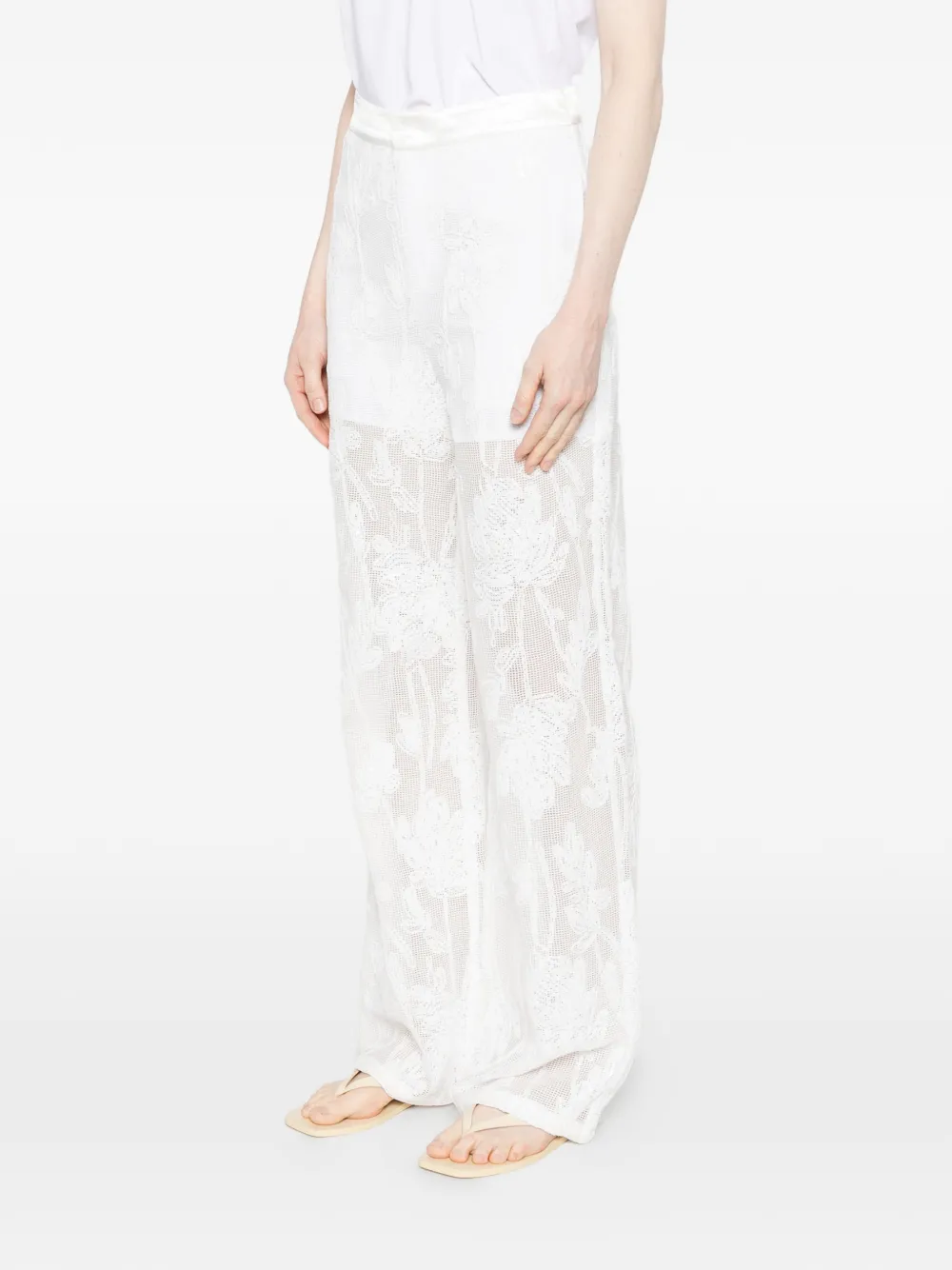 Isabelle Blanche Broek met bloemenpatroon Wit