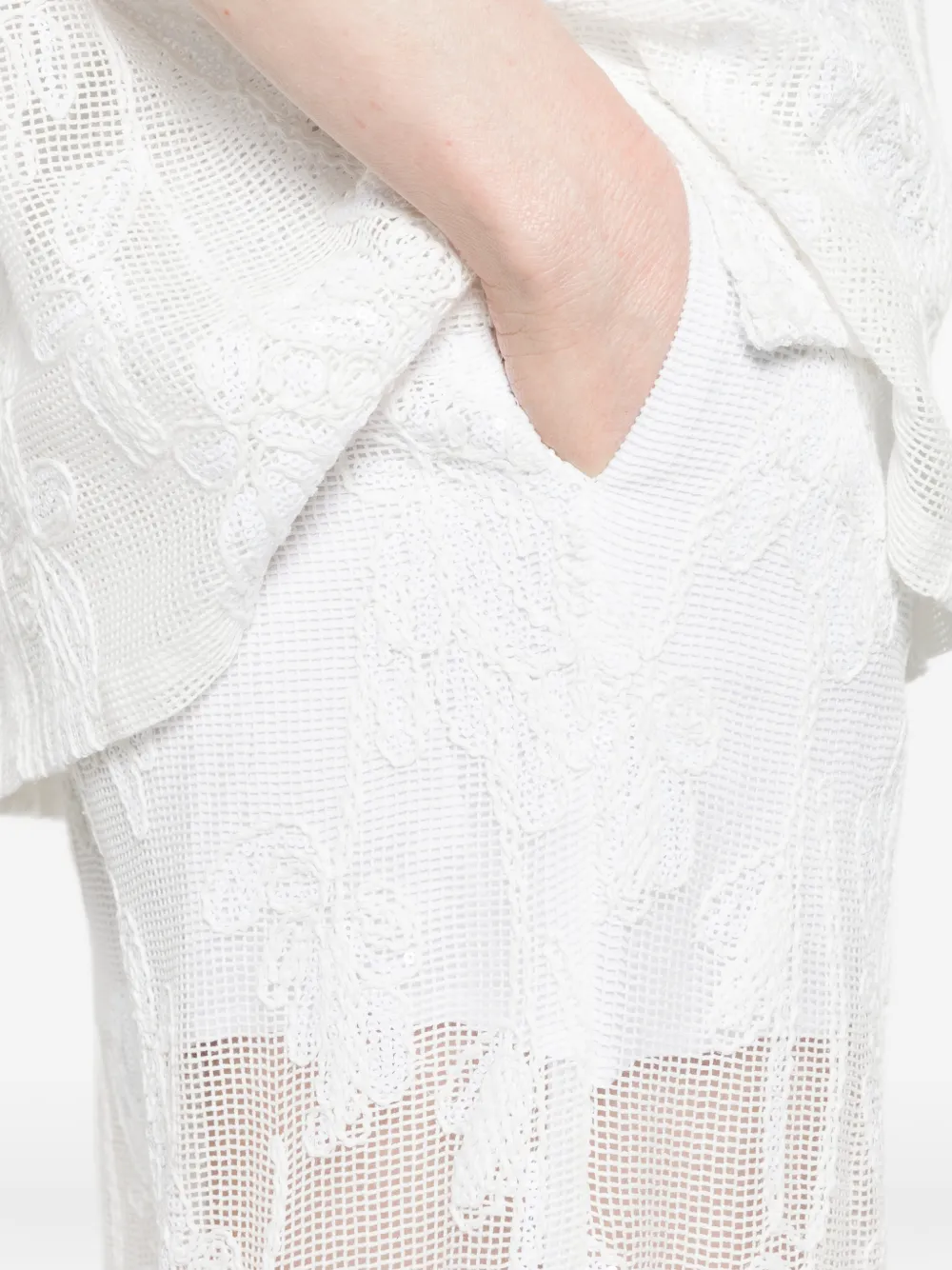 Isabelle Blanche Broek met bloemenpatroon Wit