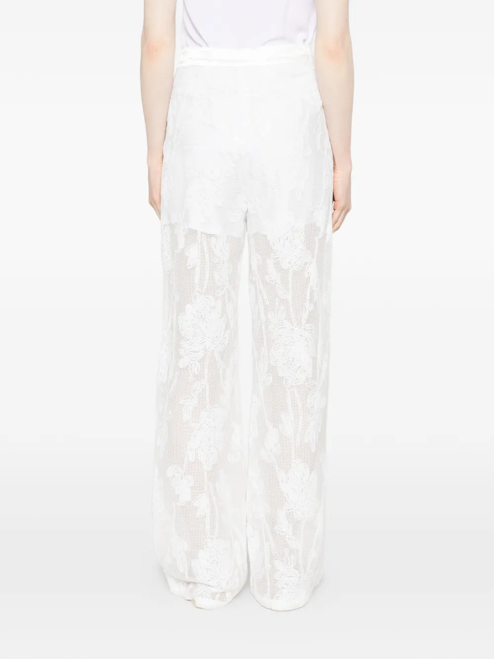 Isabelle Blanche Broek met bloemenpatroon Wit