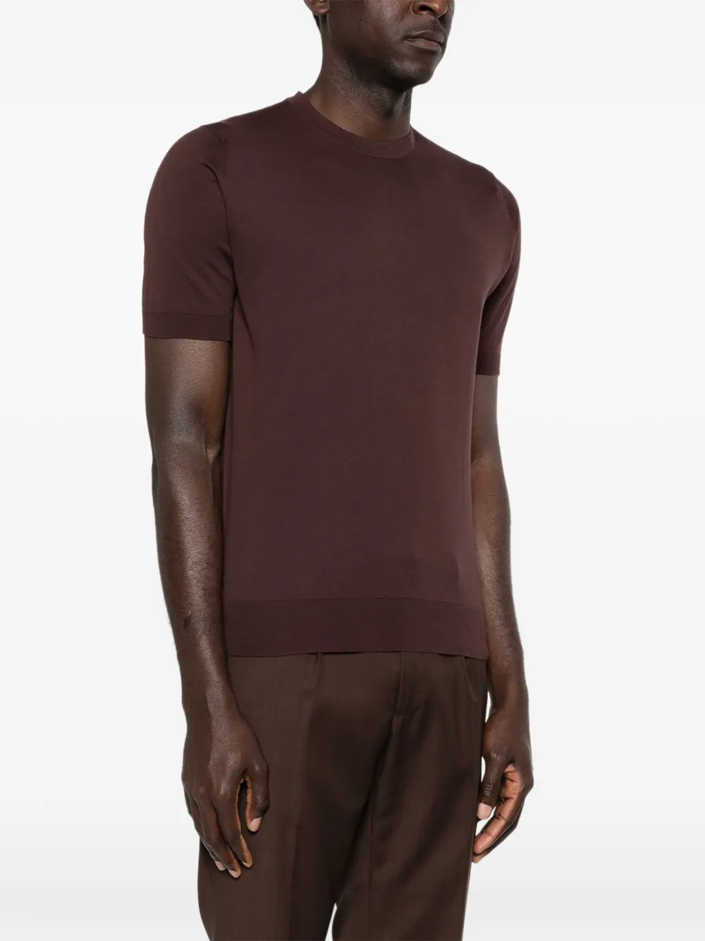 John Smedley T-shirt met korte mouwen Bruin