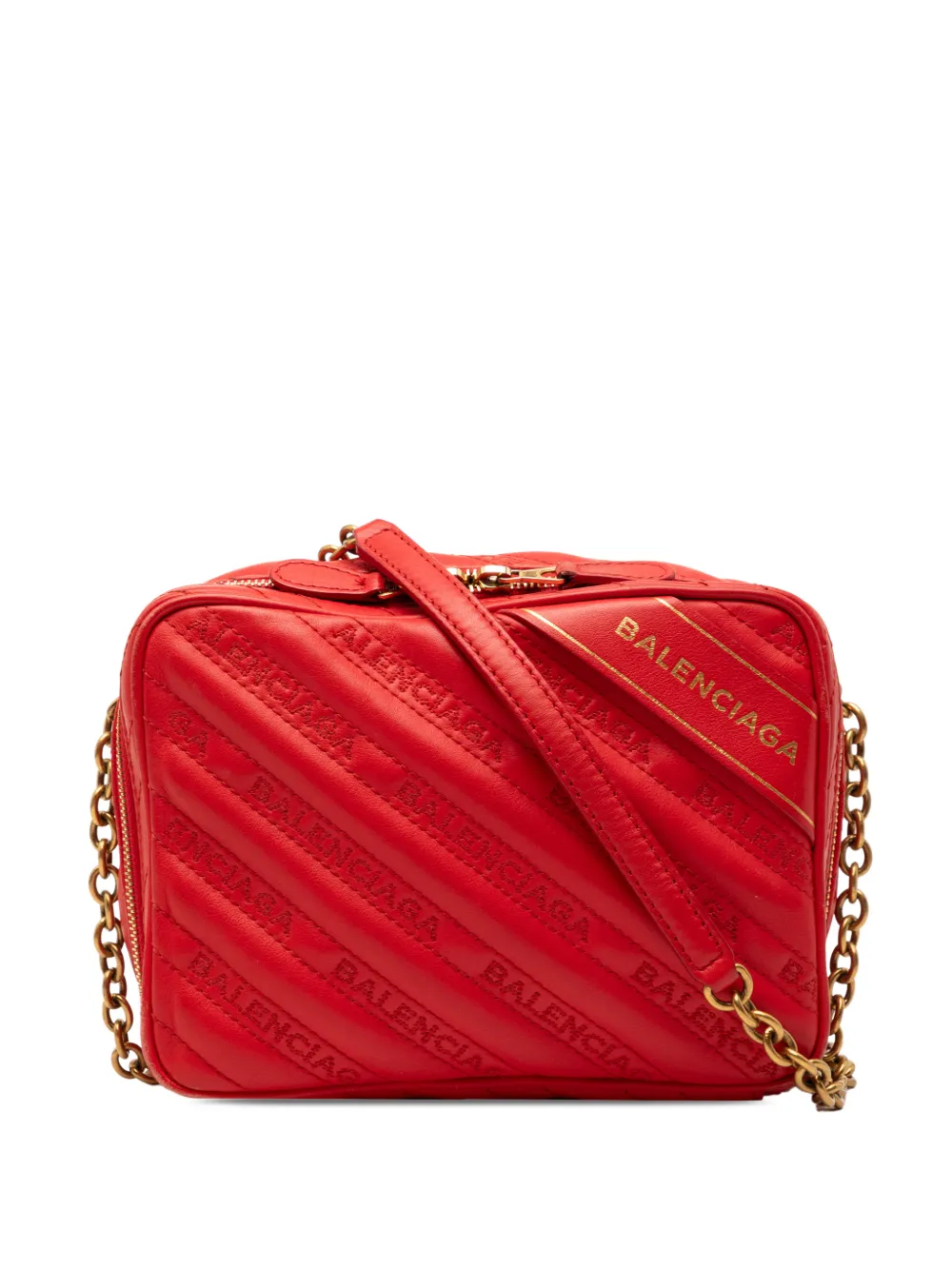 Balenciaga Pre-Owned 2018 Calfskin Allover Logo Blanket Reporter XS crossbody bag - Rosso