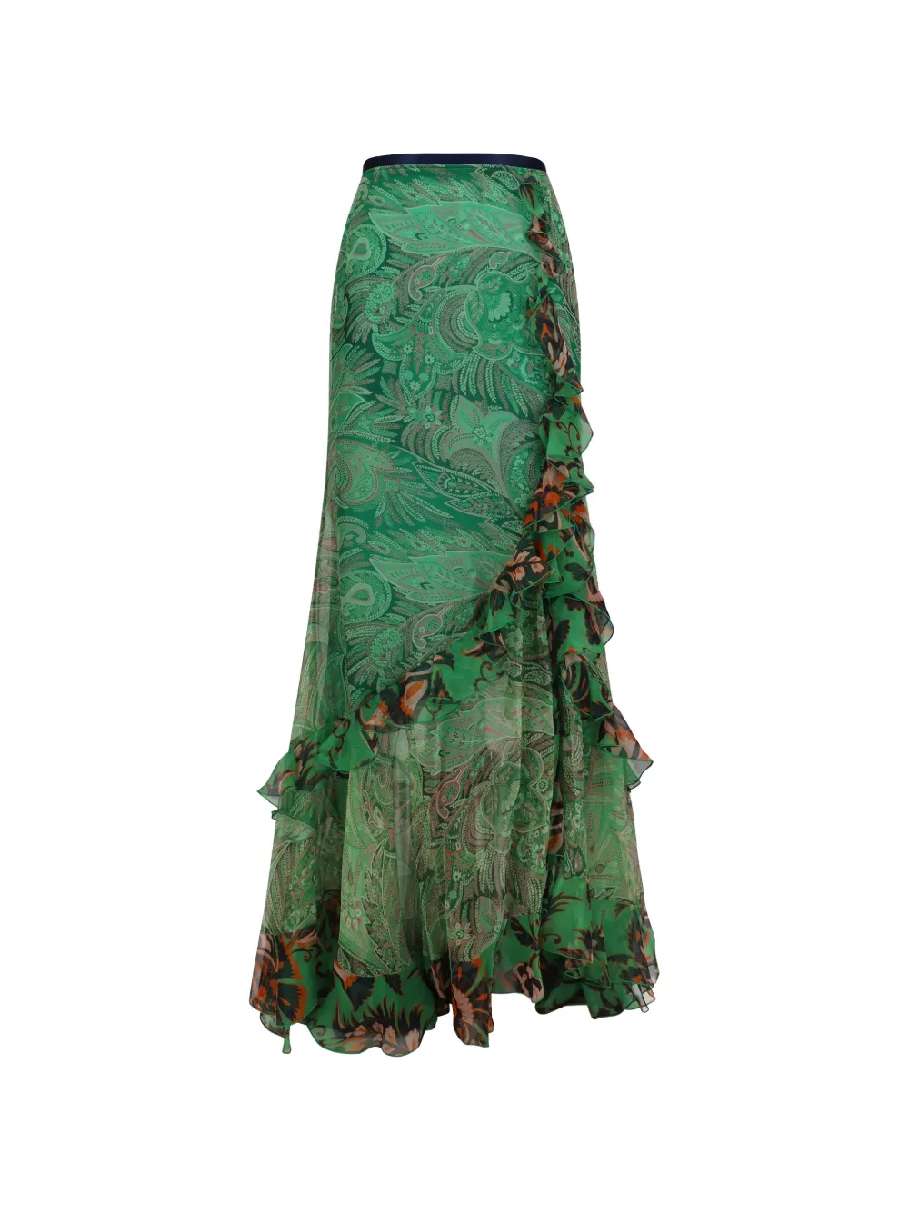 ETRO paisley-print silk skirt - Verde