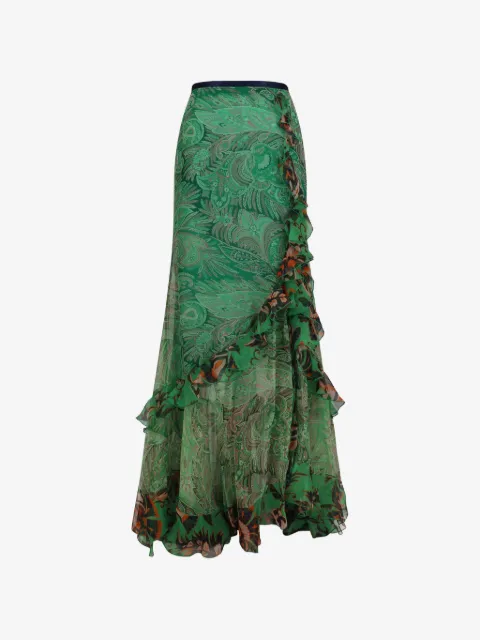 ETRO falda de seda con cielo estampado