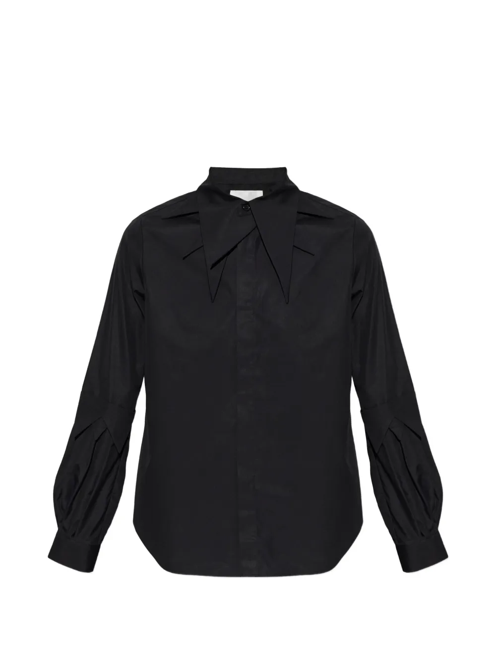 Noir Kei Ninomiya pointed-collar pleated-sleeve shirt - Black