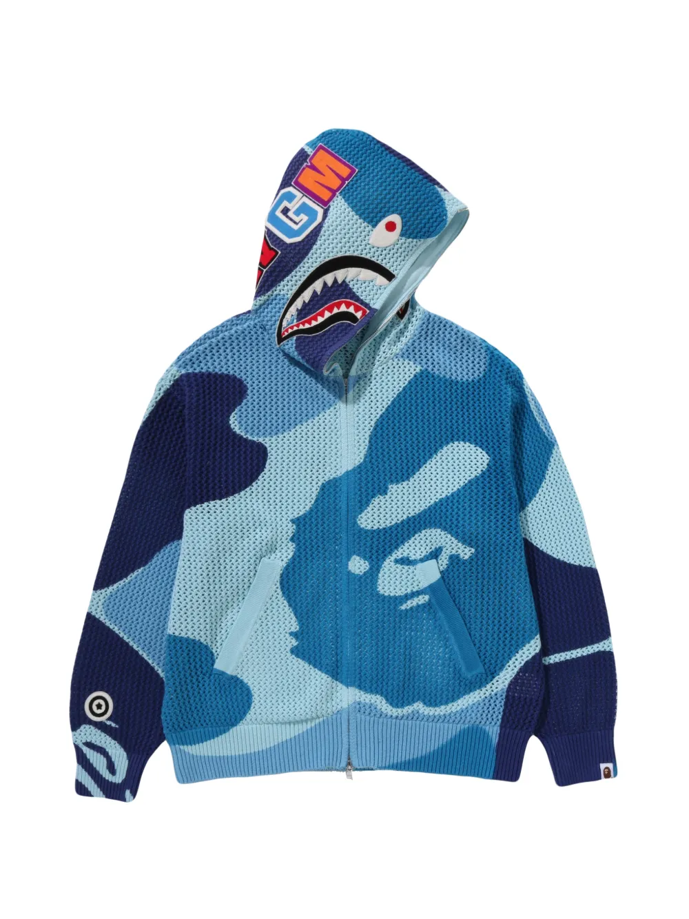 A BATHING APE ABC Camo gehaakte hoodie Blauw