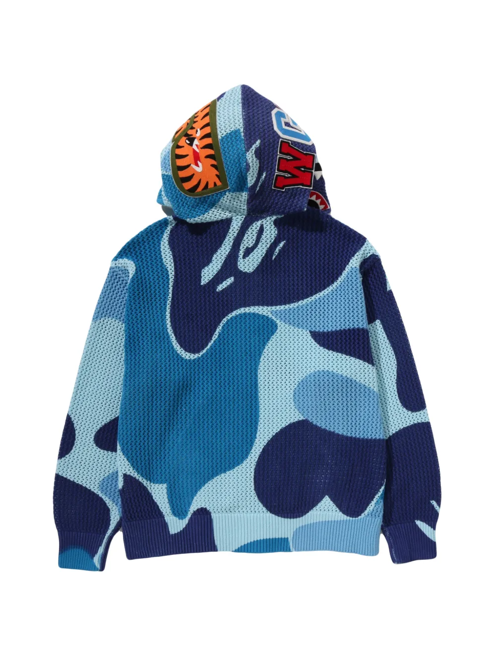 A BATHING APE® ABC Camo crochet shark hoodie - Blue