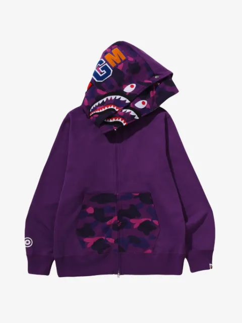 A BATHING APE® hoodie Color Camo Shark con cierre completo