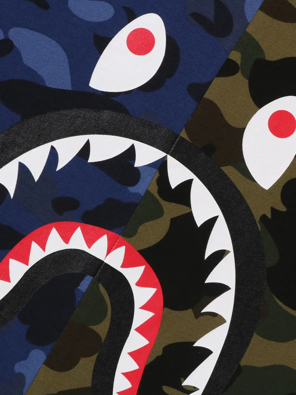 A BATHING APE Split Camo Shark katoenen T-shirt Groen