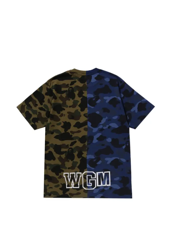 A Bathing Ape カモフラージュ シャークTシャツ A BATHING APE® Split Camo Shark Cotton T-shirt | Green | FARFETCH