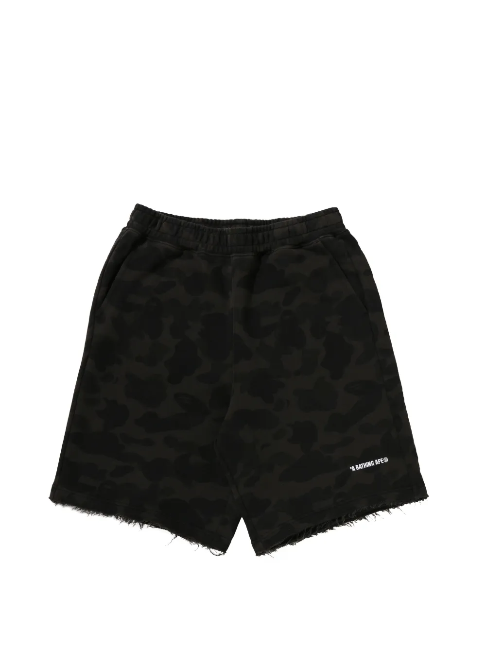 A BATHING APE® 1st Camo Heavy Washed relaxed-fit raw-edge cotton shorts - Schwarz