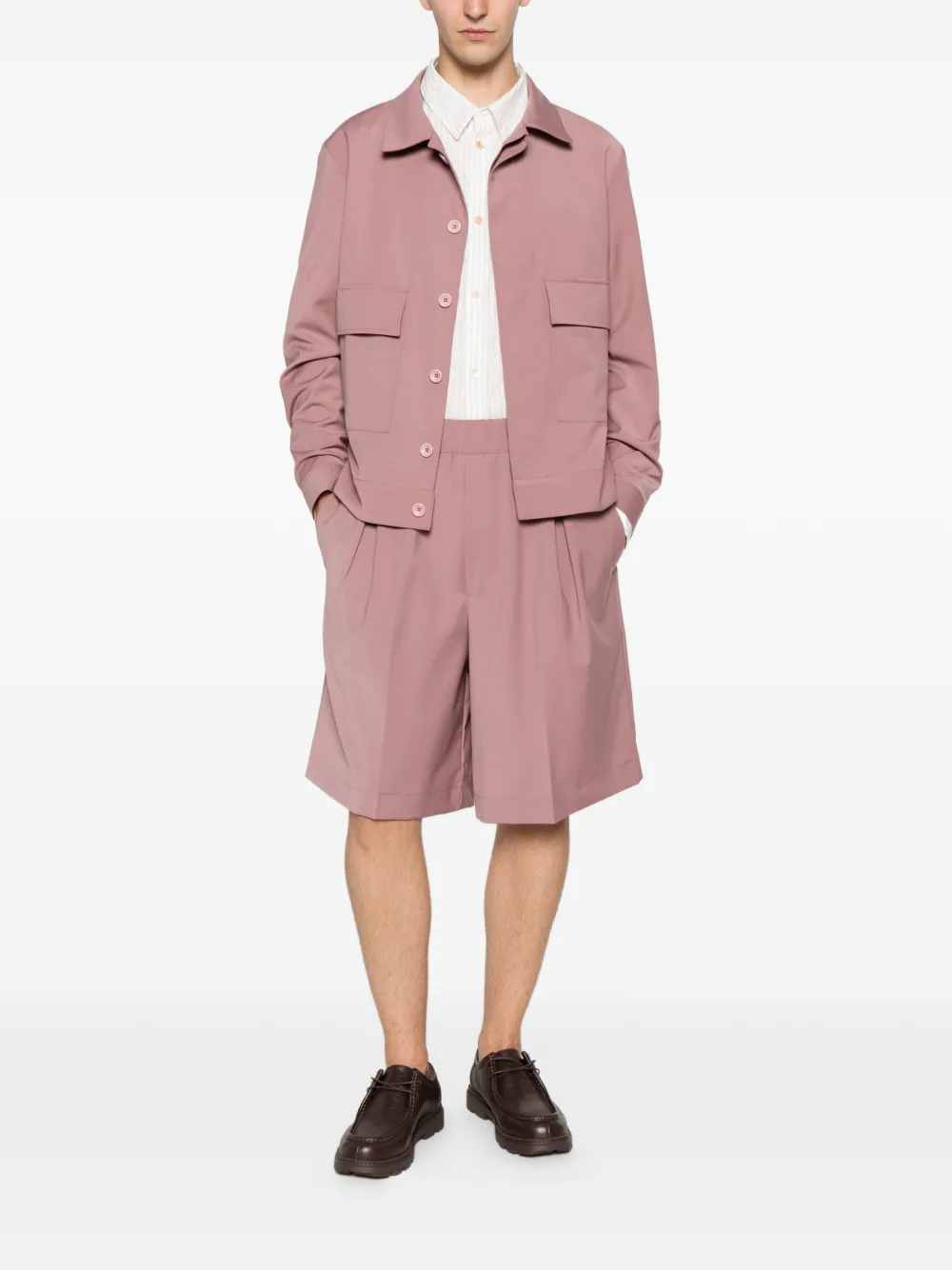 New York Resident Geplooide shorts met elastische taille Roze