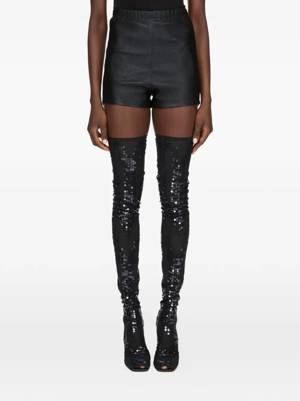 Rick Owens Lilies Line Lilies high-waist leather shorts - Bianco