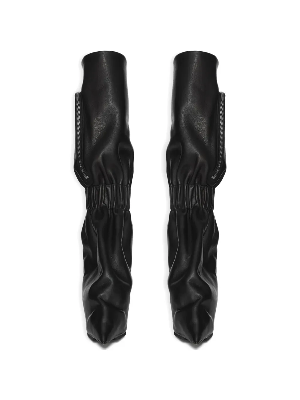 Rick Owens Taquito gathered leather ankle boots Zwart