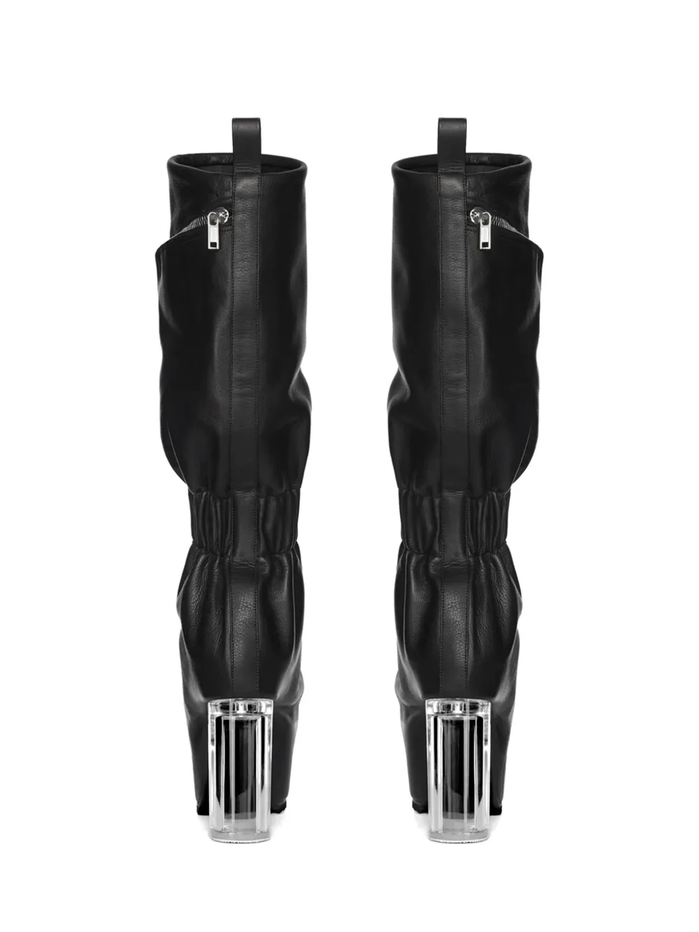 Rick Owens Taquito gathered leather ankle boots Zwart