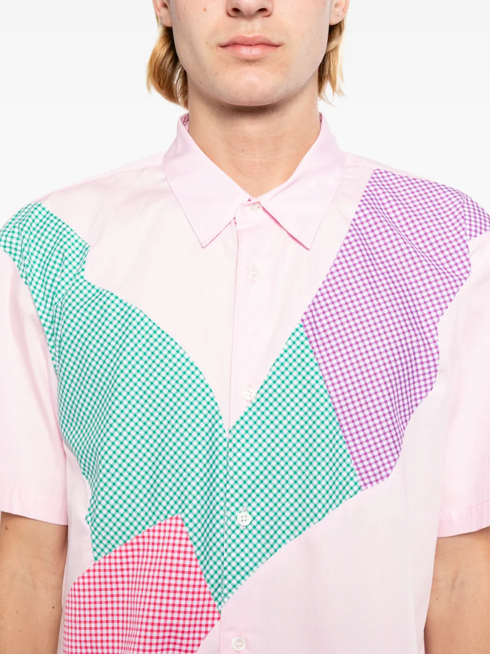 Comme Des Garçons Shirt Overhemd met patchwork Roze