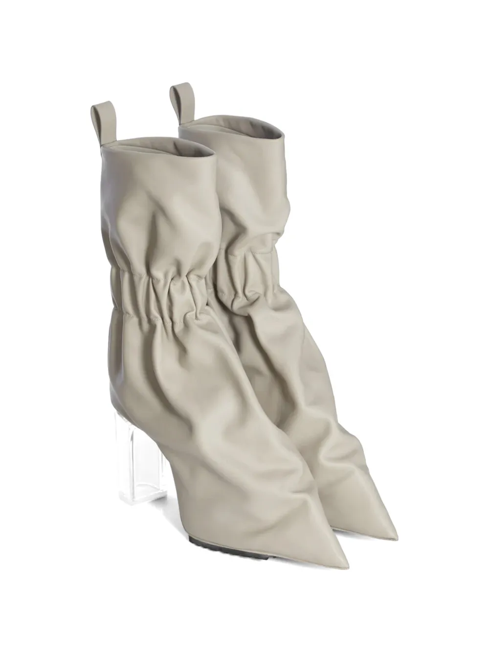 Rick Owens Taquito gathered leather ankle boots Grijs