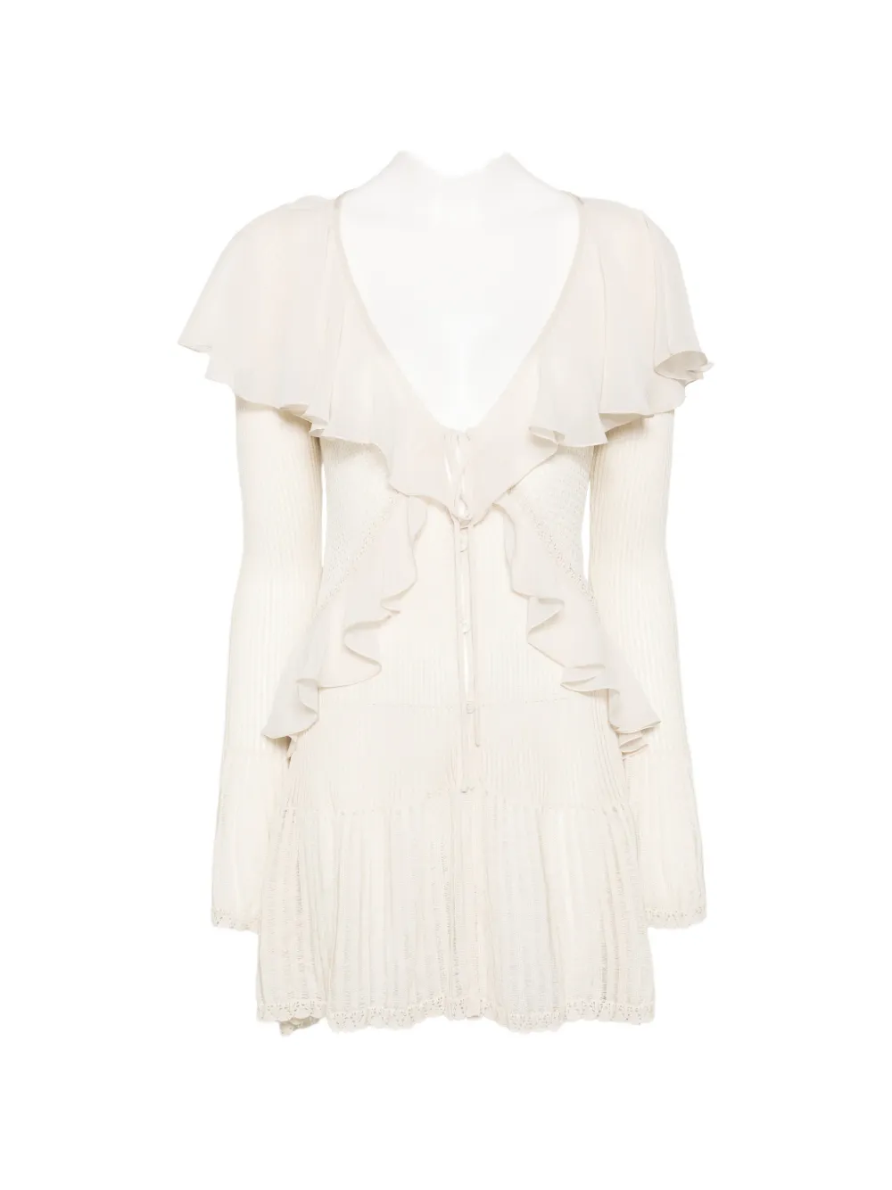 FETICO ruffled ribbed cardigan - Nude