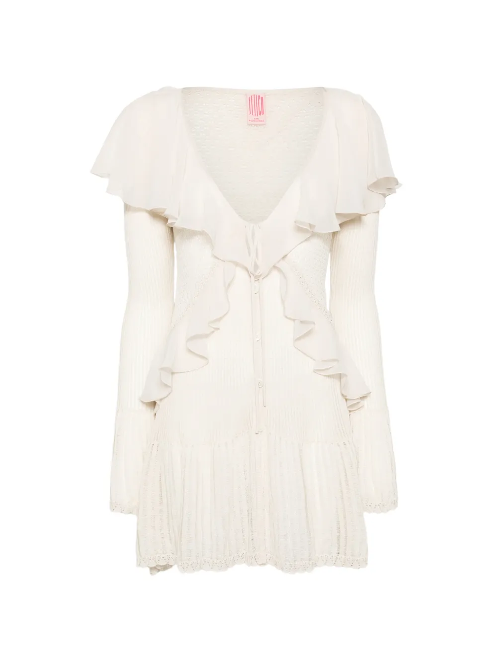 FETICO ruffled ribbed cardigan