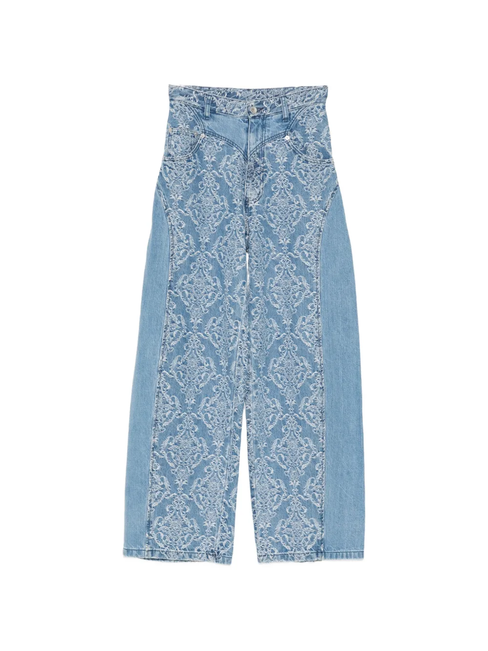 FETICO Wide-Leg-Jeans mit Damask-Print - Blau