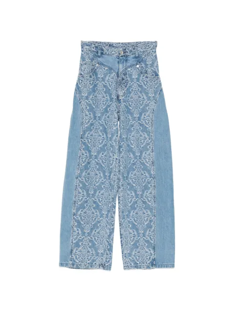 FETICO damask-print wide-leg jeans