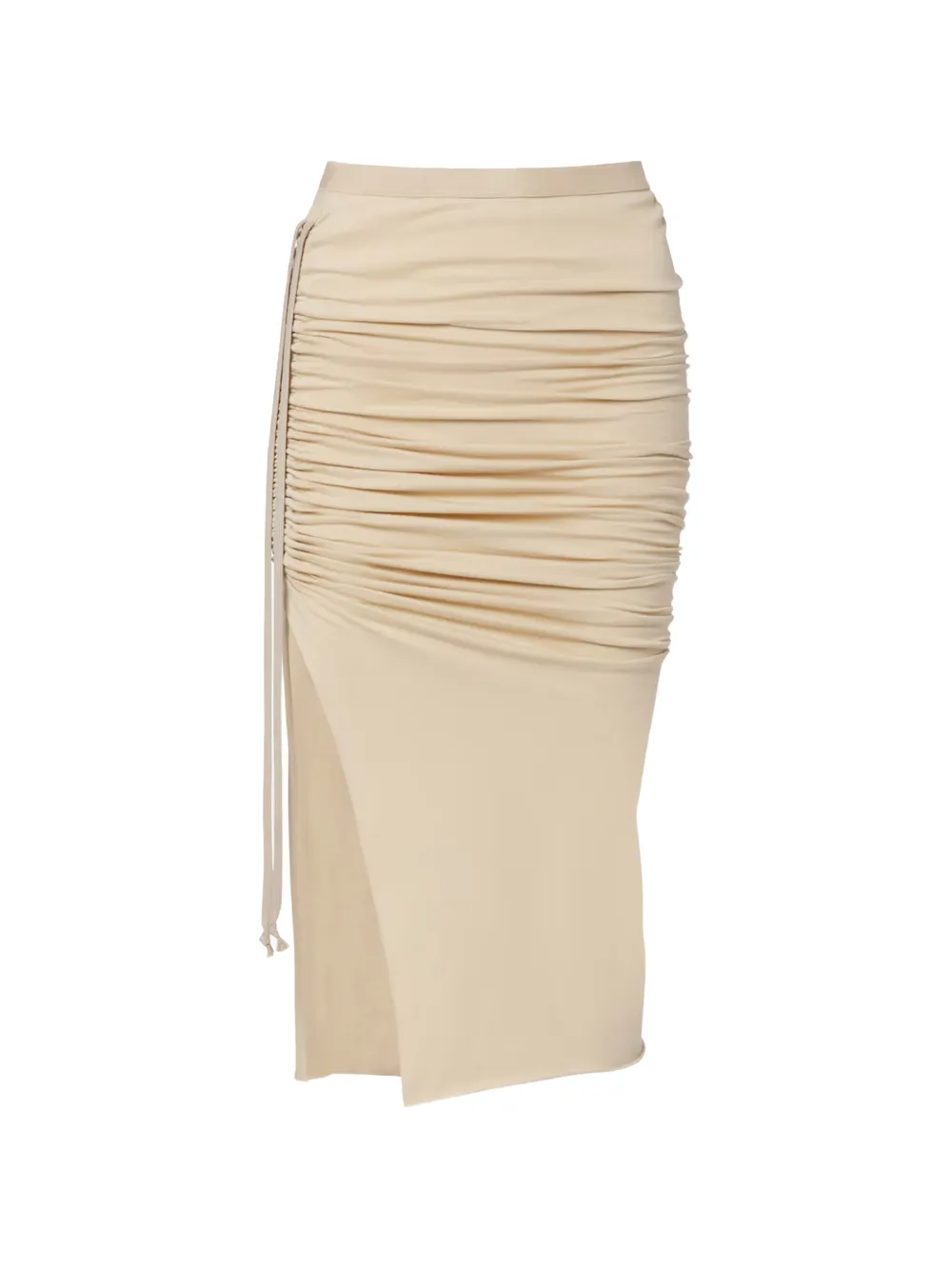Rick Owens Lilies Edfu ruched side-slit midi skirt - Toni neutri
