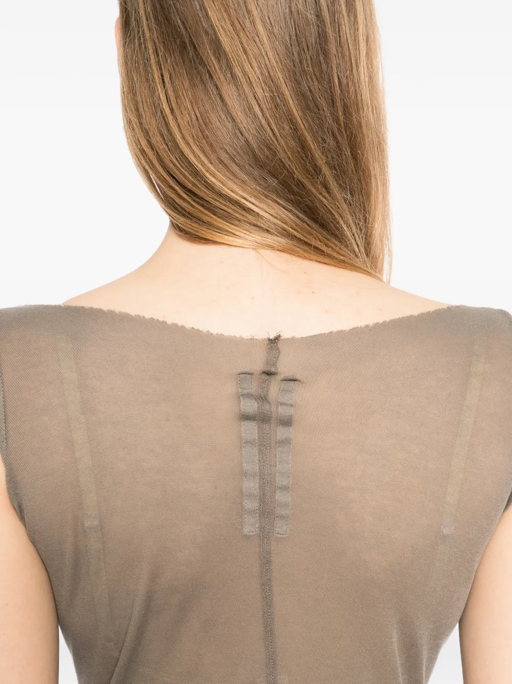 Rick Owens Doorzichtige top met gerafelde rand Grijs