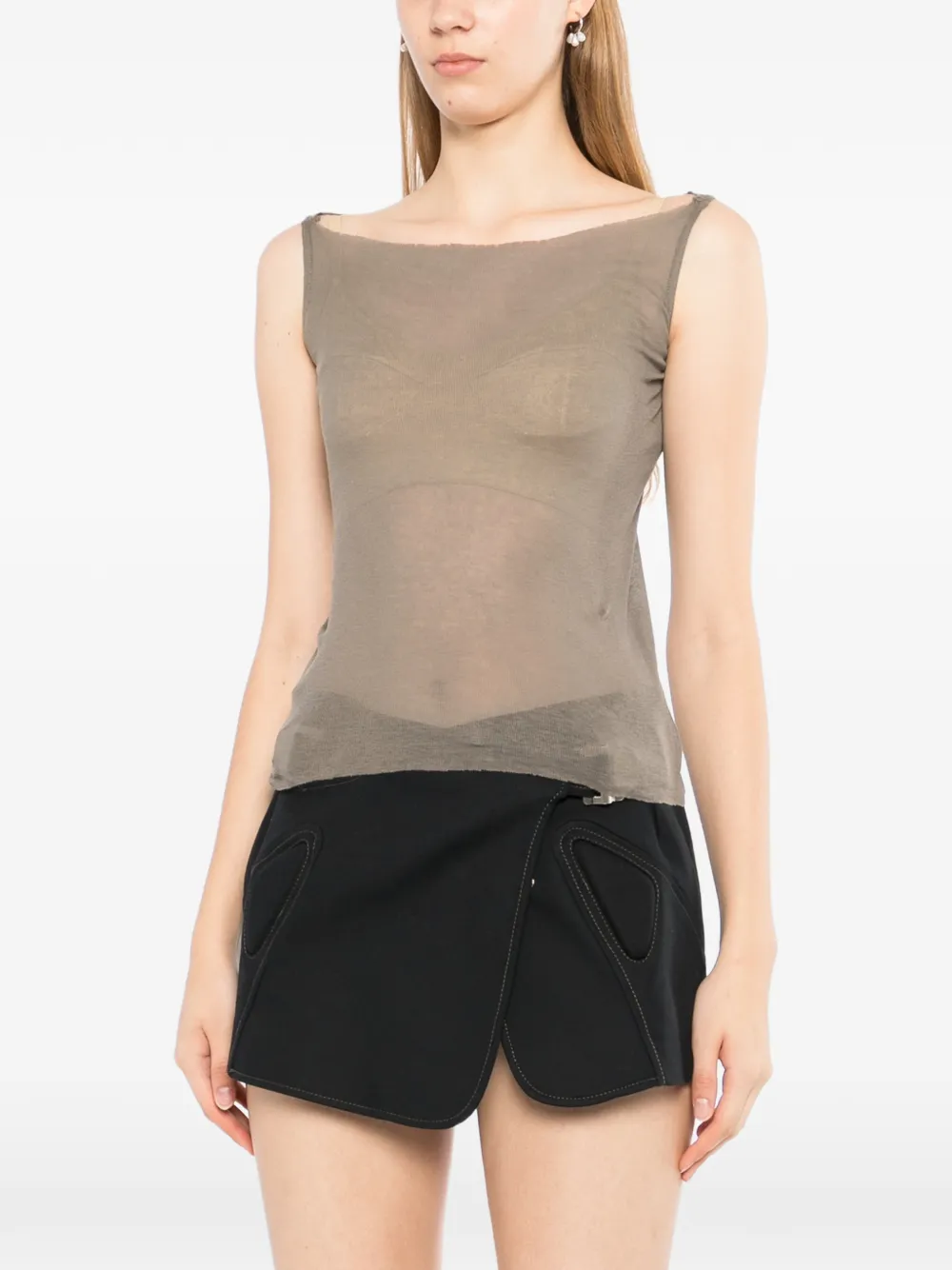 Rick Owens Doorzichtige top met gerafelde rand Grijs