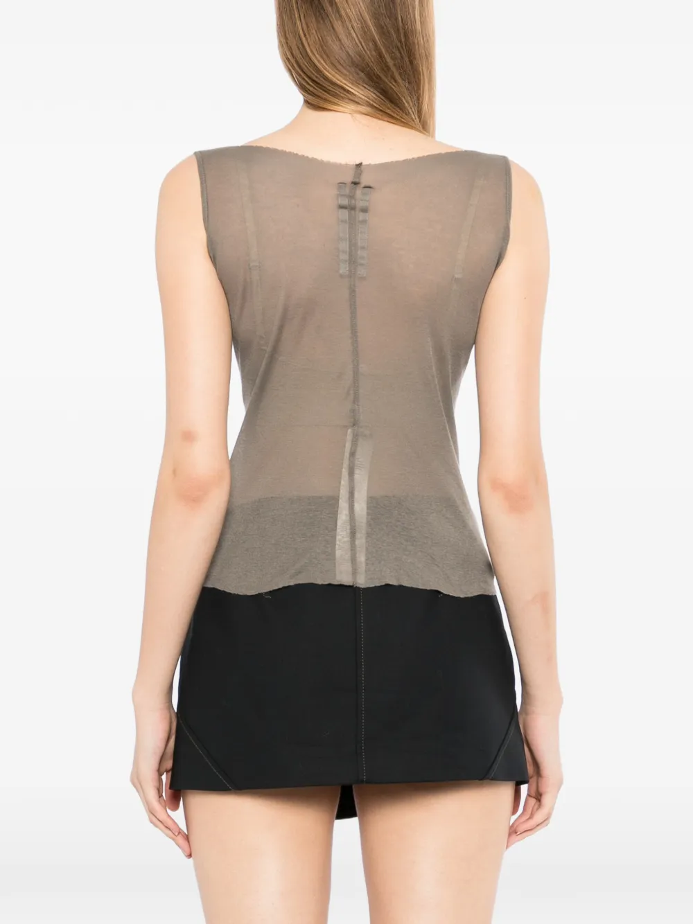 Rick Owens Doorzichtige top met gerafelde rand Grijs