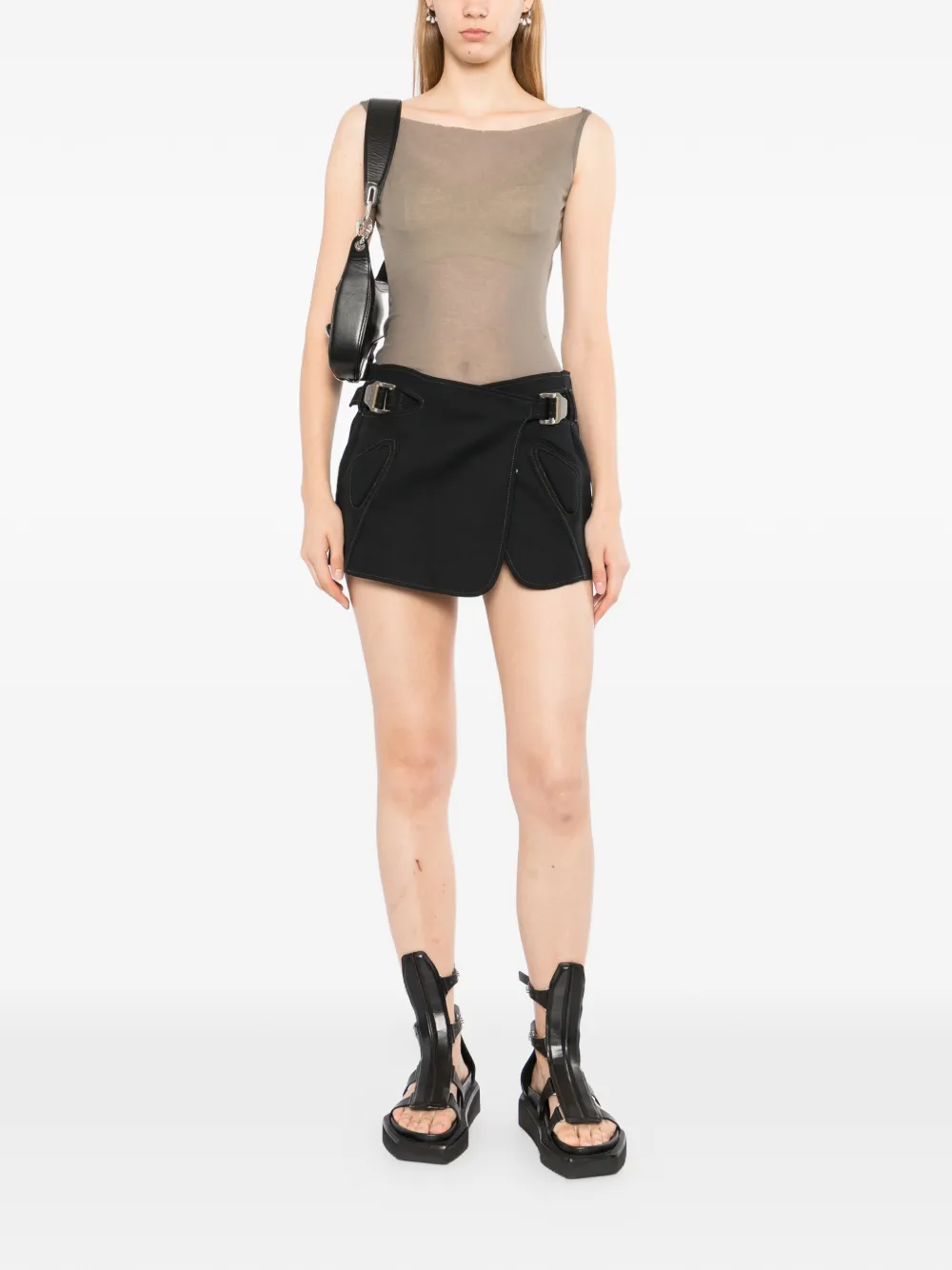 Rick Owens Doorzichtige top met gerafelde rand Grijs