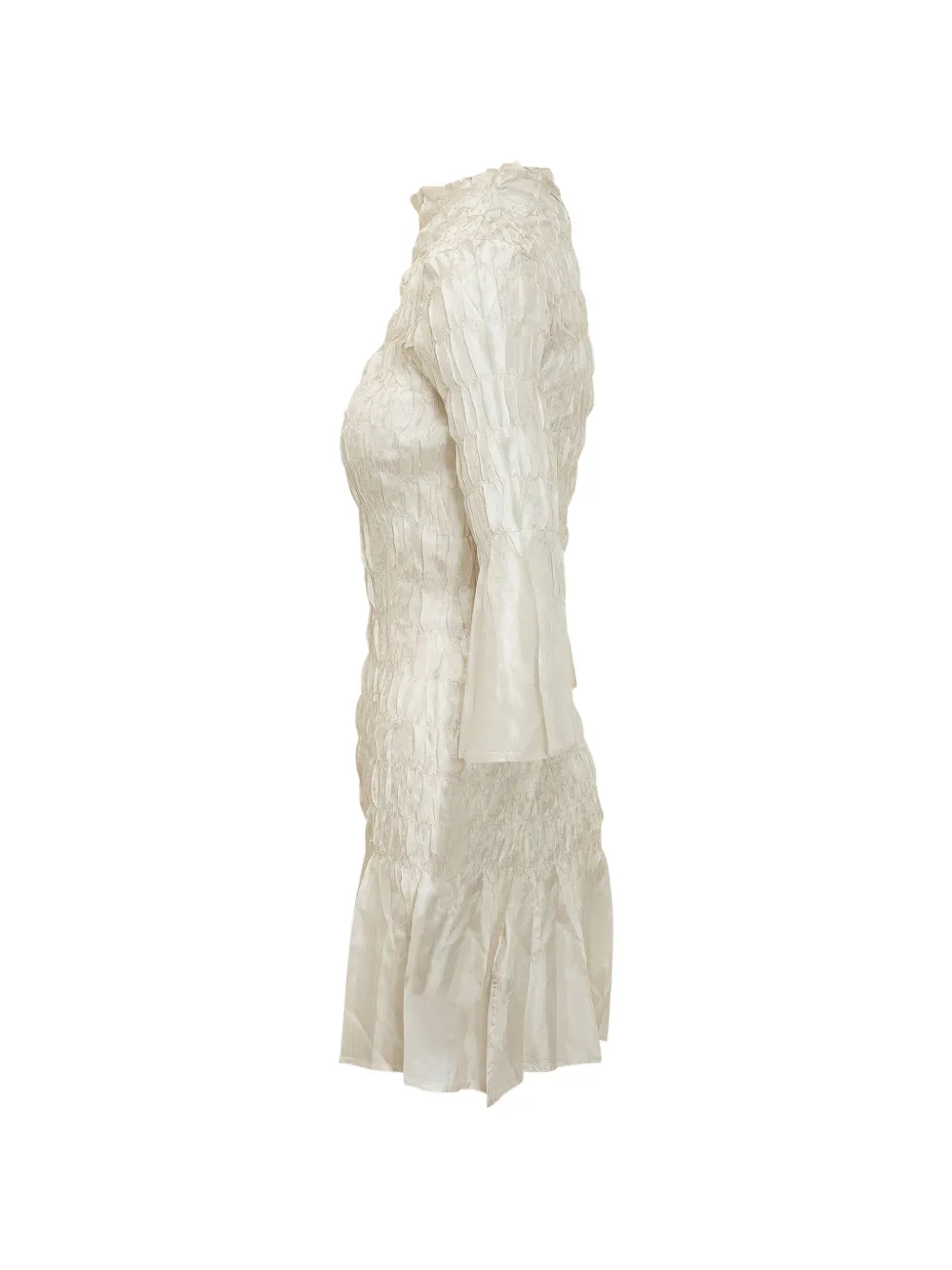 Gongdid Design GD222 pleated bell-sleeve mini dress - Toni neutri