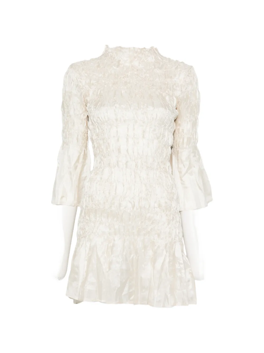 Gongdid Design GD222 pleated bell-sleeve mini dress - Toni neutri