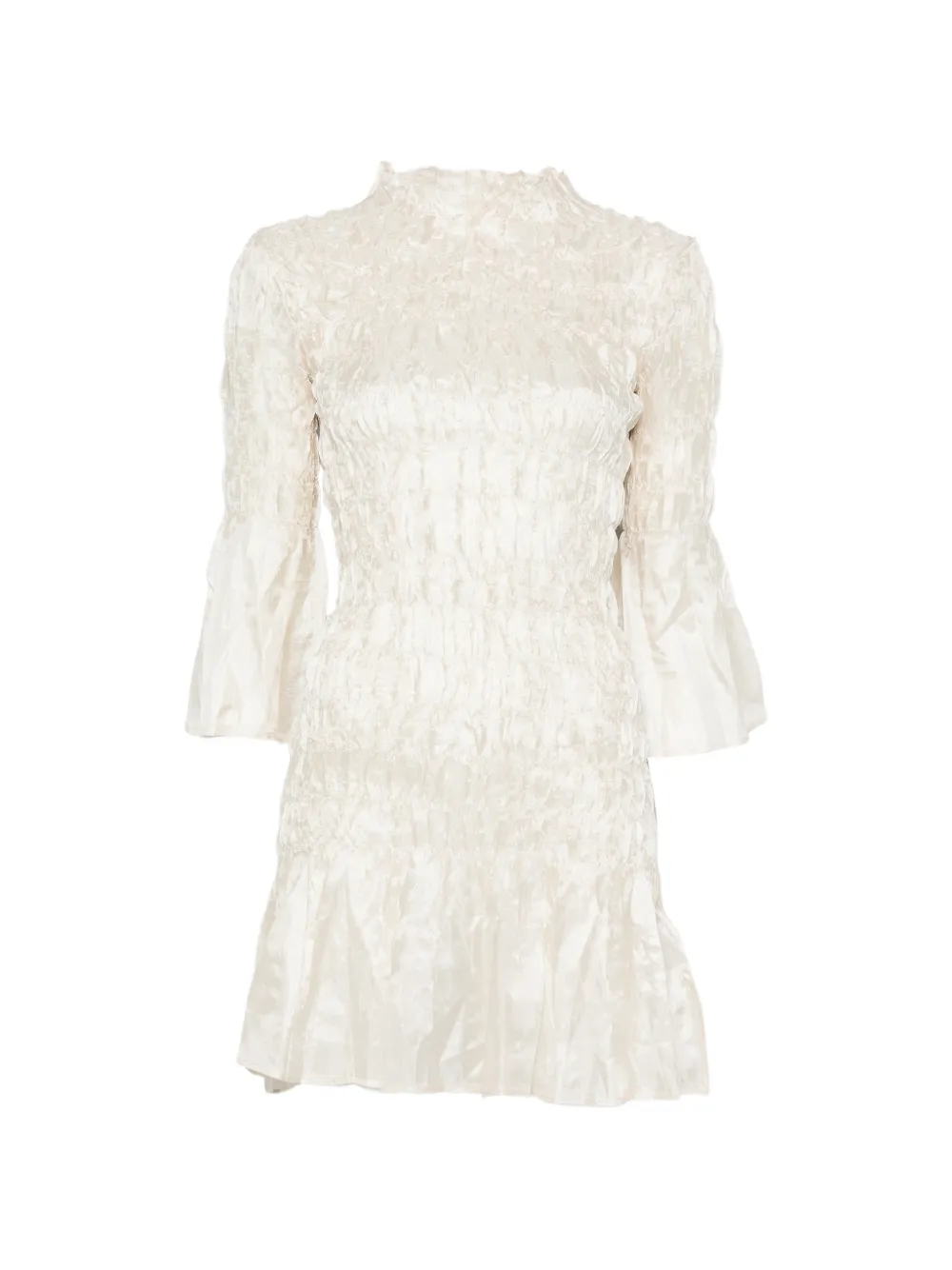 Gongdid Design GD222 pleated bell-sleeve mini dress - Toni neutri