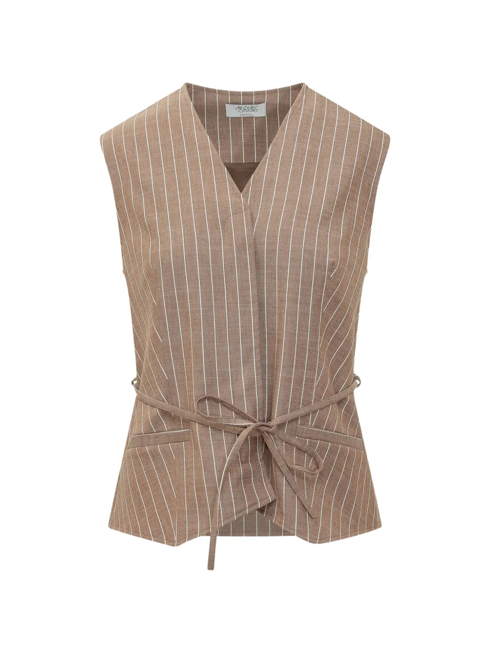 LE SULLY STUDIO striped tie-waist vest - Nude