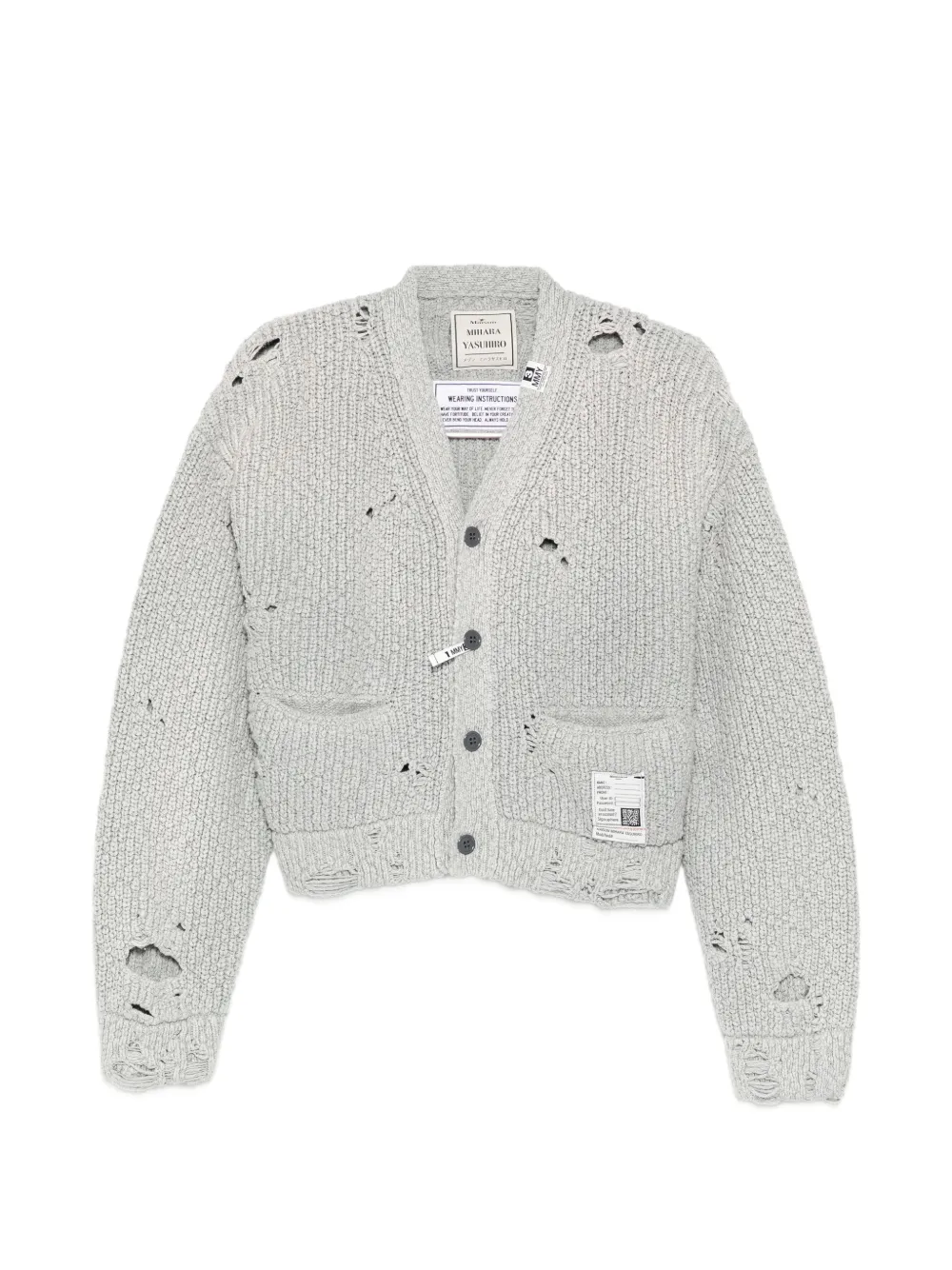 Maison MIHARA YASUHIRO sun-faded distressed cardigan - Grey