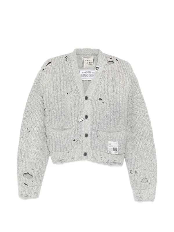 Maison MIHARA YASUHIRO Cardigan Destroyed Com Efeito Desbotado