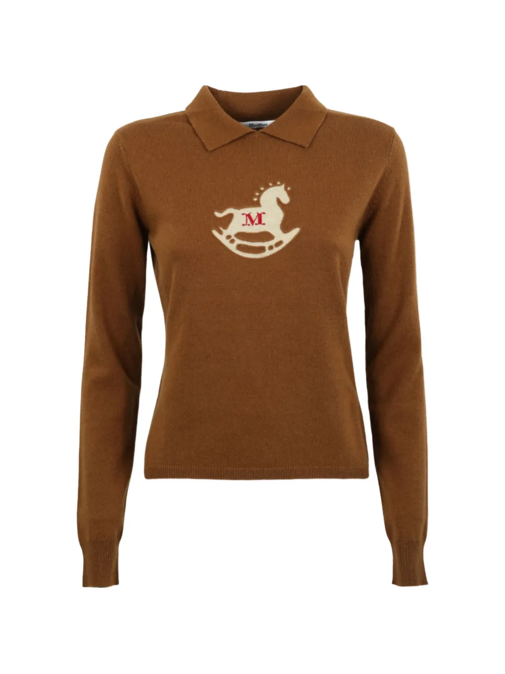 Max Mara Top jacquard con ricamo - Marrone