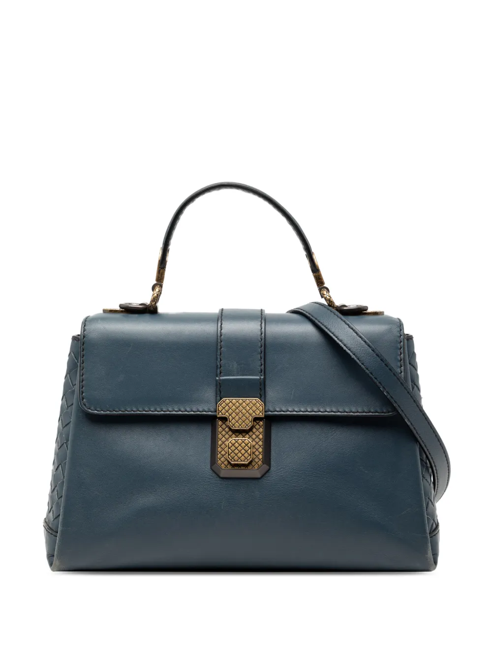 Bottega Veneta Pre-Owned 2012-2025 Small Intrecciato Trimmed Nappa Piazza Top Handle satchel - Blu