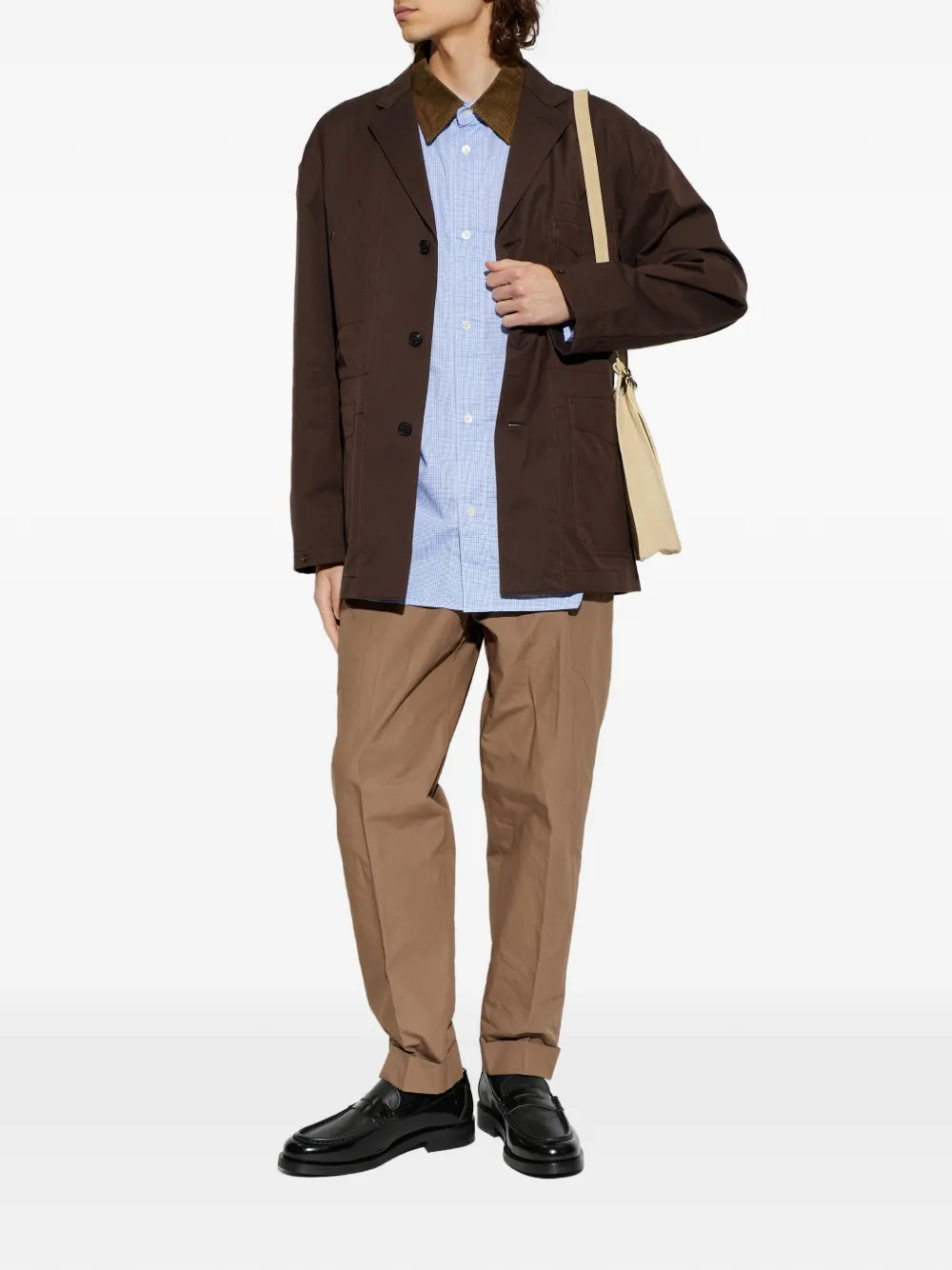 Comme des Garçons Homme Overhemd met ribfluwelen kraag Blauw