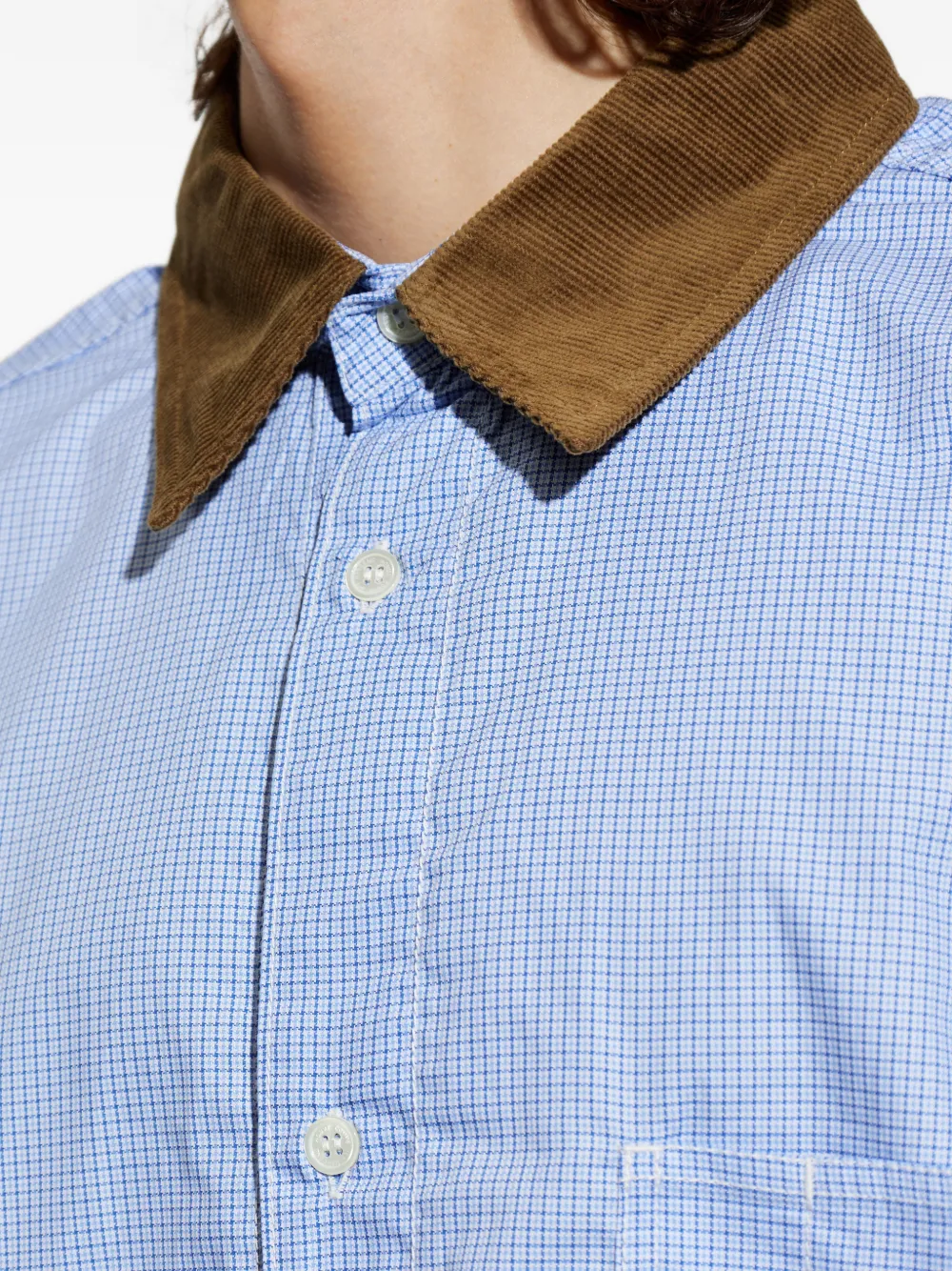 Comme des Garçons Homme Overhemd met ribfluwelen kraag Blauw